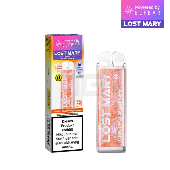 Lost Mary - QM600 - Einweg E-Zigarette - Passion Fruit Orange Guava | Nikotinsalz-Stärke : 20mg | Paketgröße : 1er Packung Lost Mary - QM600 - Einweg E-Zigarette - Passion Fruit Orange Guava | Nikotinsalz-Stärke : 20mg | Paketgröße : 1er Packung