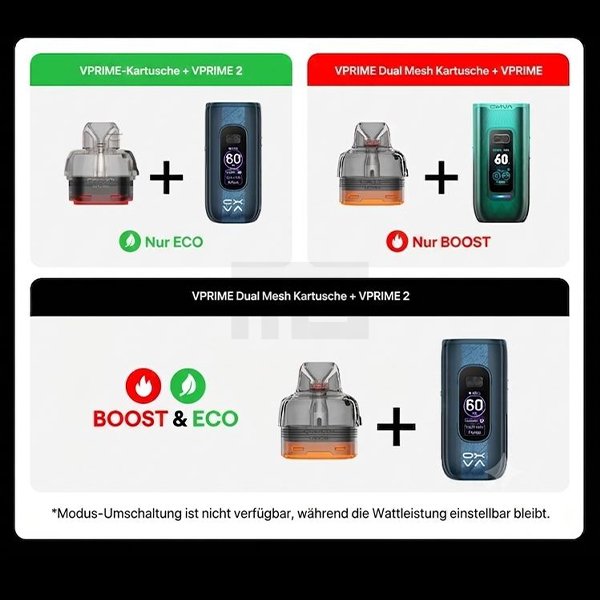 OXVA VPRIME Dual Meshed Pod Tank Verdampfer 0.3/0.6 Ohm 6ml 2er Paket