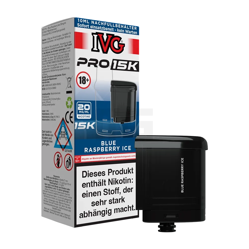 IVG - Pro 15K - 10ml Pod Nachfüllbehälter - Blue Raspberry Ice - 20mg