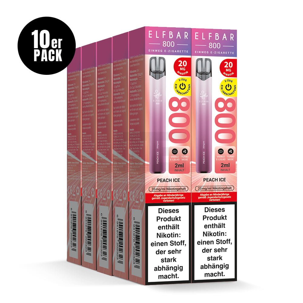 Elfbar - 800 - Einweg E-Zigarette - (VE= 10 Stück) Displaykarton - Peach Ice | Nikotinsalz-Stärke : 20mg Elfbar - 800 - Einweg E-Zigarette - (VE= 10 Stück) Displaykarton - Peach Ice | Nikotinsalz-Stärke : 20mg