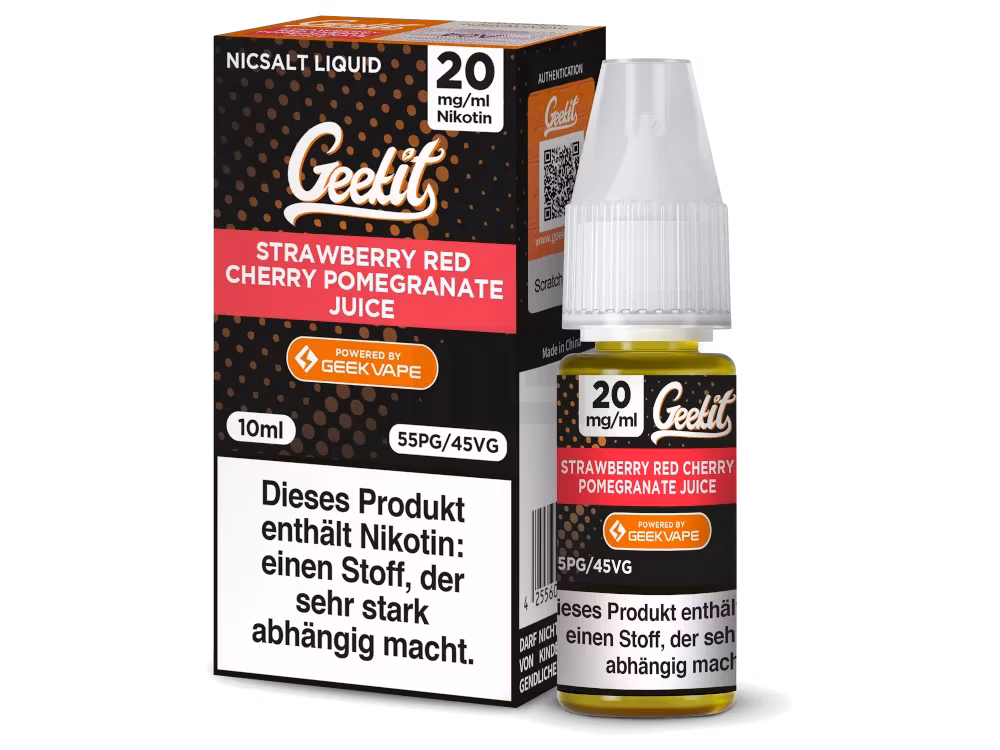 GeekVape - Geekit - Nikotinsalz Liquid - Strawberry Red Cherry Pomegranate Juice | Inhalt : 10ml | Nikotinsalz-Stärke : 20mg | Paketgröße : 1er Packung GeekVape - Geekit - Nikotinsalz Liquid - Strawberry Red Cherry Pomegranate Juice | Inhalt : 10ml | Nikotinsalz-Stärke : 20mg | Paketgröße : 1er Packung