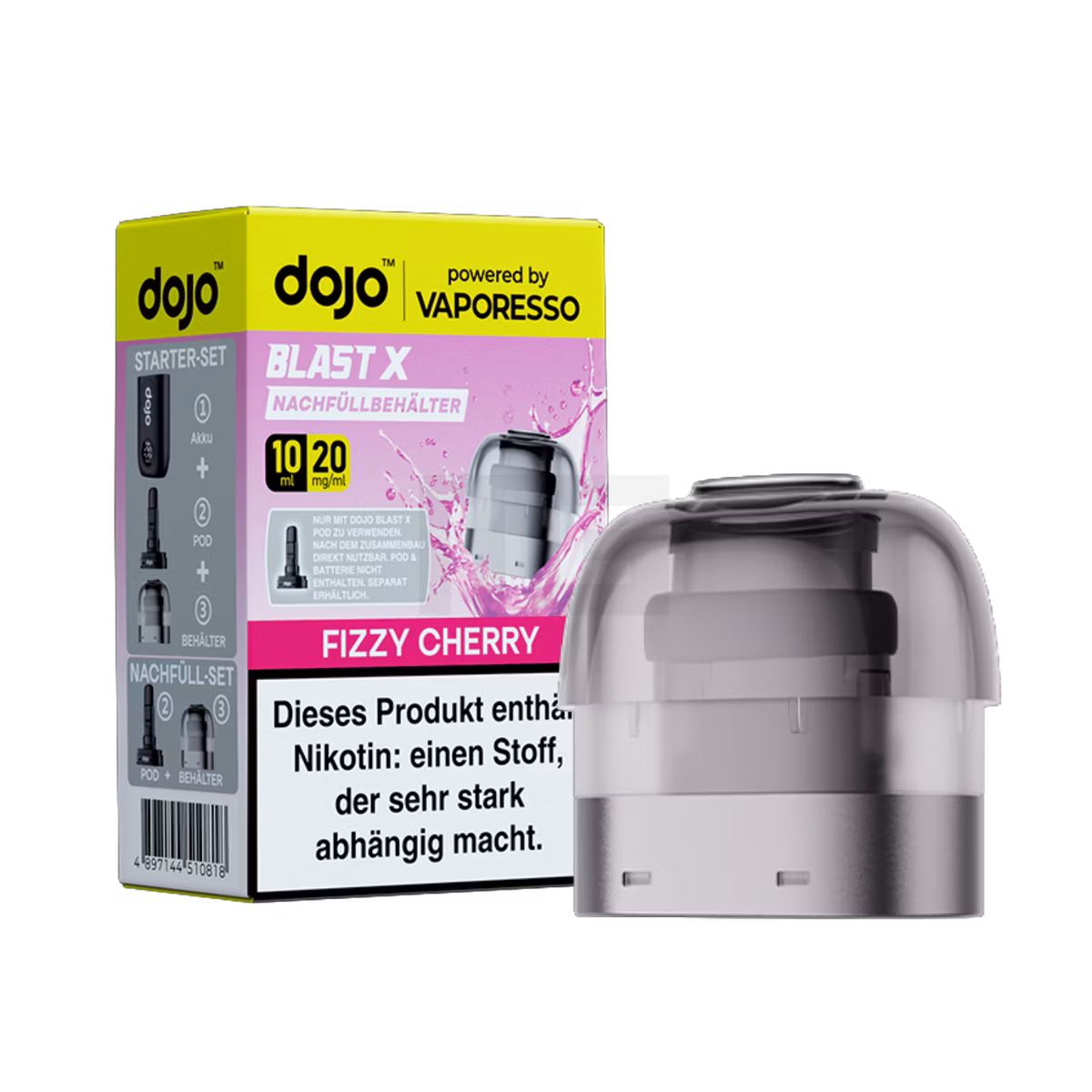 Vaporesso - Dojo Blast X - 10ml Pod Nachfüllbehälter - Fizzy Cherry - 20mg