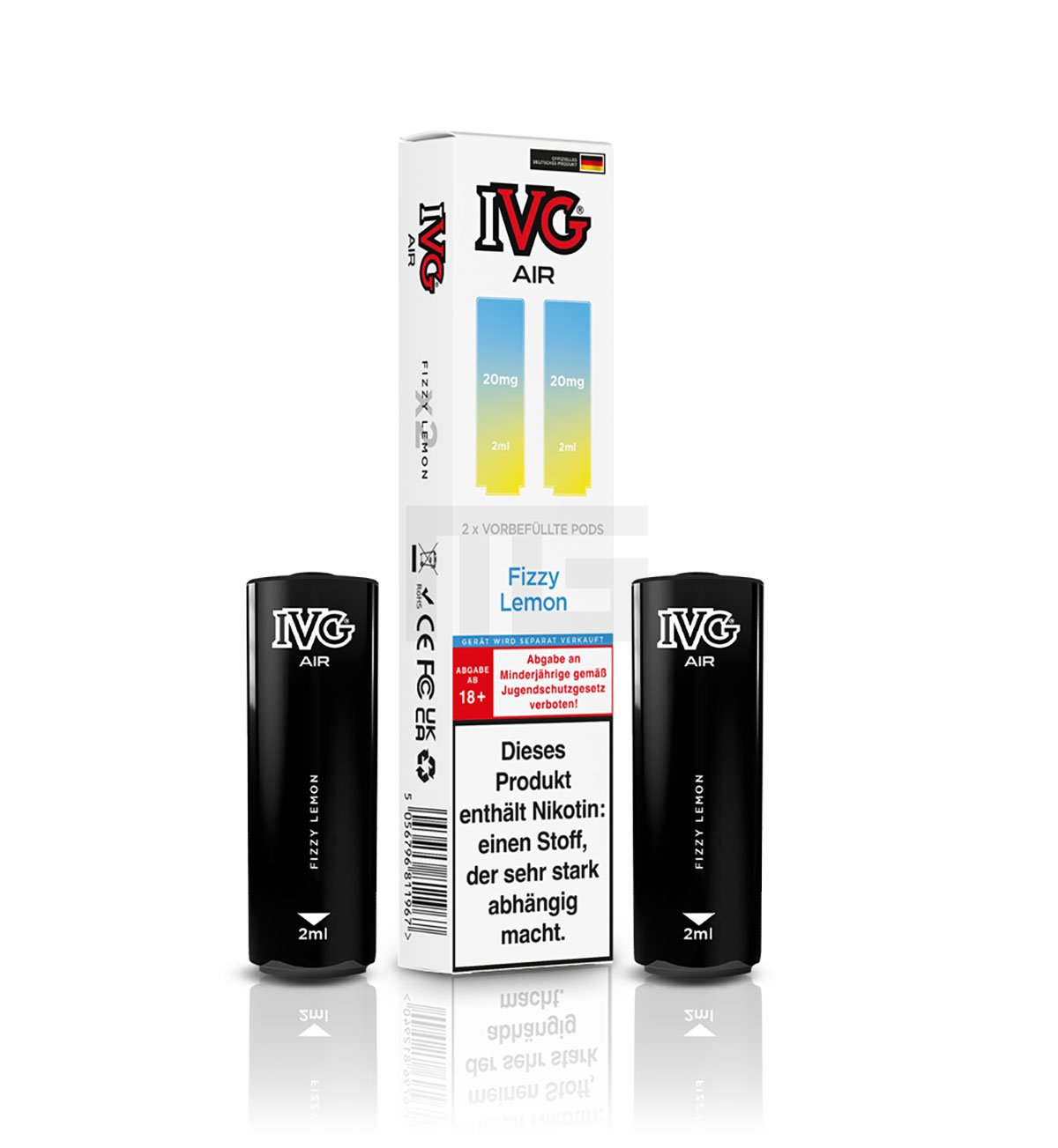 IVG - AIR - Prefilled Pod - 2ml - Fizzy Lemon | Nikotinsalz-Stärke : 20mg | Paketgröße : 1er Packung IVG - AIR - Prefilled Pod - 2ml - Fizzy Lemon | Nikotinsalz-Stärke : 20mg | Paketgröße : 1er Packung