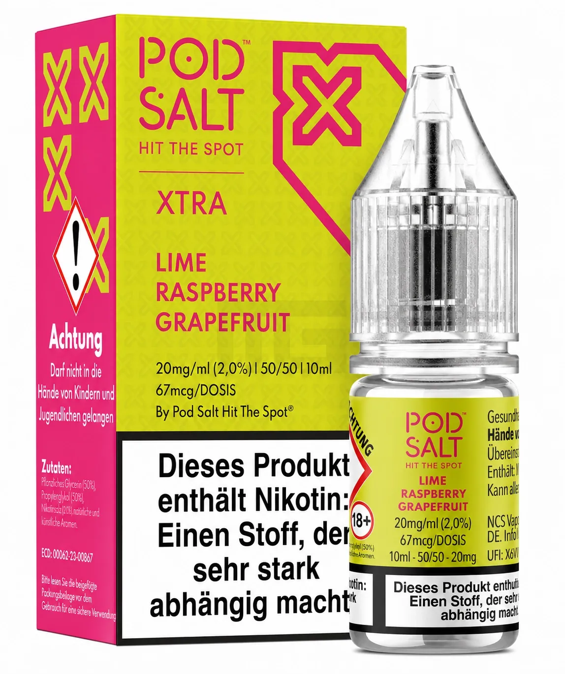 Pod Salt - Xtra - Lime Raspberry Grapefruit - Nikotinsalz-Liquid - 10ml - 20mg