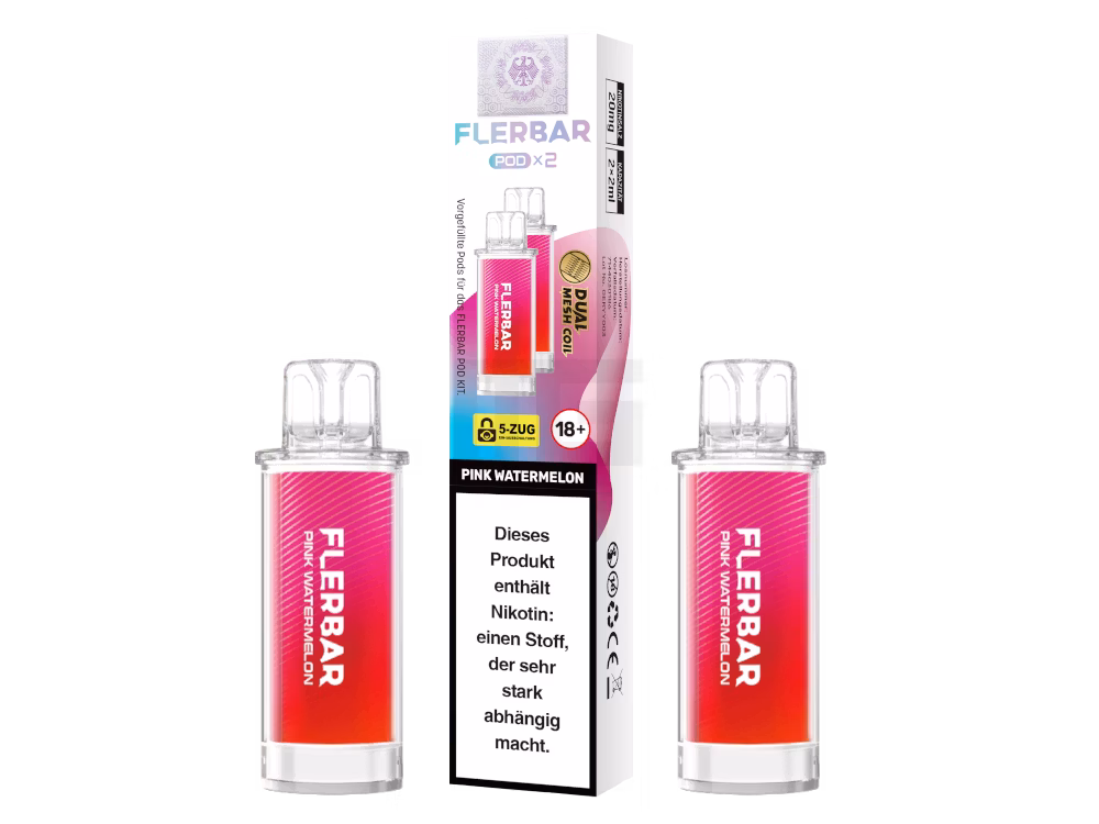 Flerbar - Prefilled Pod - 2ml - 2er Pack - Pink Watermelon Flerbar - Prefilled Pod - 2ml - 2er Pack - Pink Watermelon