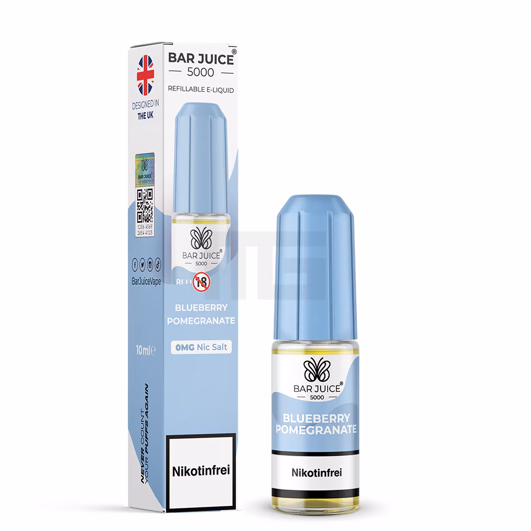 Bar Juice - 5000 - Blueberry Pomegranate | Inhalt : 10ml | Nikotinsalz-Stärke : 0mg | Paketgröße : 1er Packung