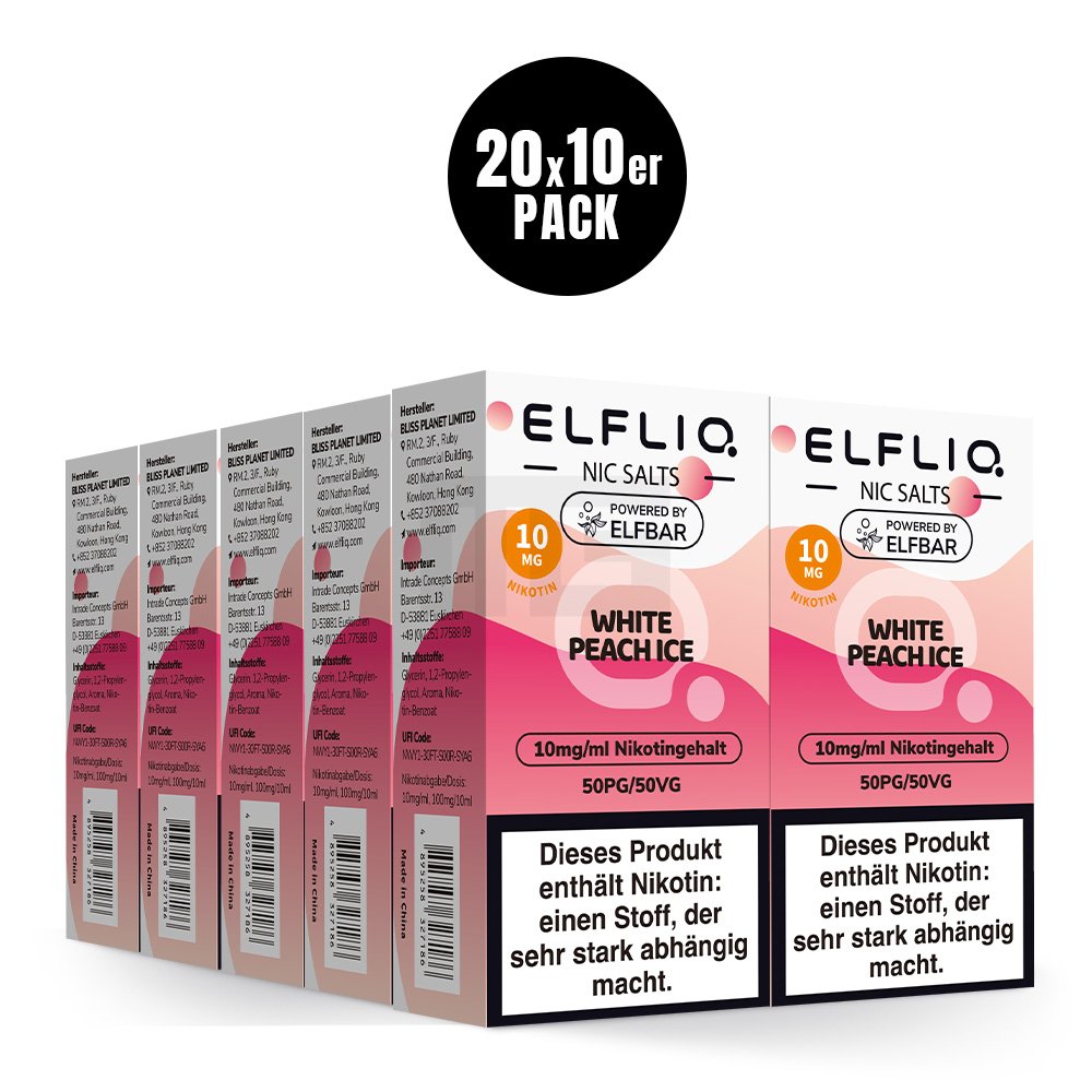 Elfbar - ElfLiq - 10ml - White Peach Ice | Nikotinsalz-Stärke : 10mg