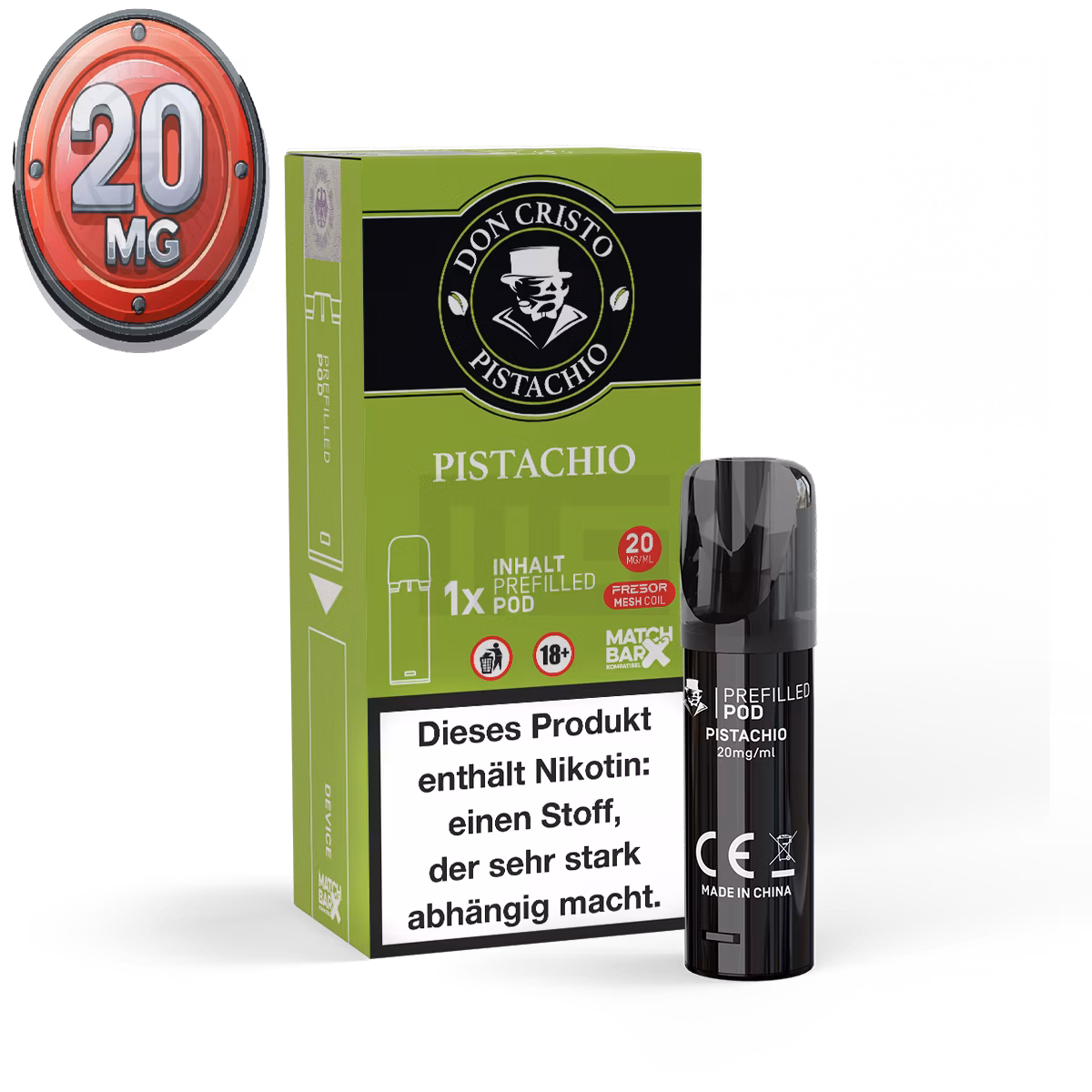 don-cristo-prefilled-pod-pistachio-2pcs-20mg-package Don Cristo ✴ Pistachio ✴ 2ml ✴ 20mg ✴ Prefilled Pods - 1er Paket