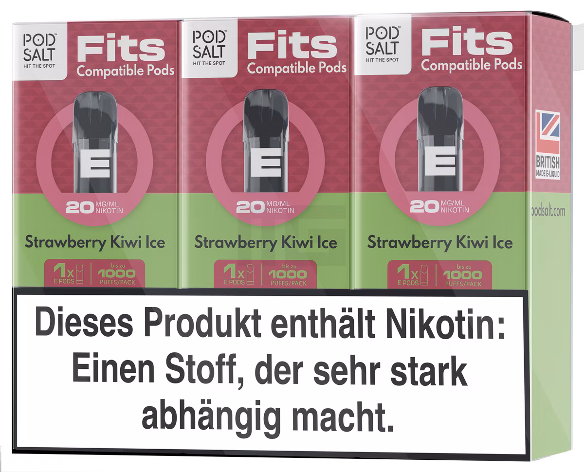 Pod Salt - Fits - Prefilled Pod - Strawberry Kiwi ice - 20mg - 2ml - 3er Pack