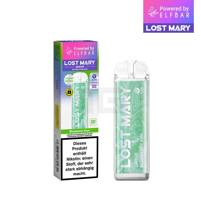 Lost Mary - QM600 - Einweg E-Zigarette - Blueberry Kiwi | Nikotinsalz-Stärke : 20mg | Paketgröße : 1er Packung Lost Mary - QM600 - Einweg E-Zigarette - Blueberry Kiwi | Nikotinsalz-Stärke : 20mg | Paketgröße : 1er Packung