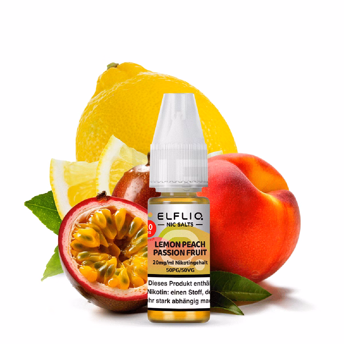 Elfbar - ElfLiq - 10ml - Lemon Peach Passionfruit | Nikotinsalz-Stärke : 20mg Elfbar - ElfLiq - 10ml - Lemon Peach Passionfruit | Nikotinsalz-Stärke : 20mg