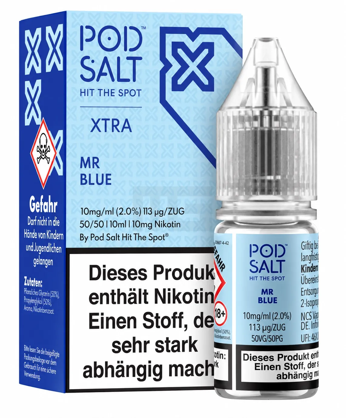 Pod Salt - Xtra - Mr Blue - Nikotinsalz-Liquid - 10ml - 10mg Pod Salt - Xtra - Mr Blue - Nikotinsalz-Liquid - 10ml - 10mg