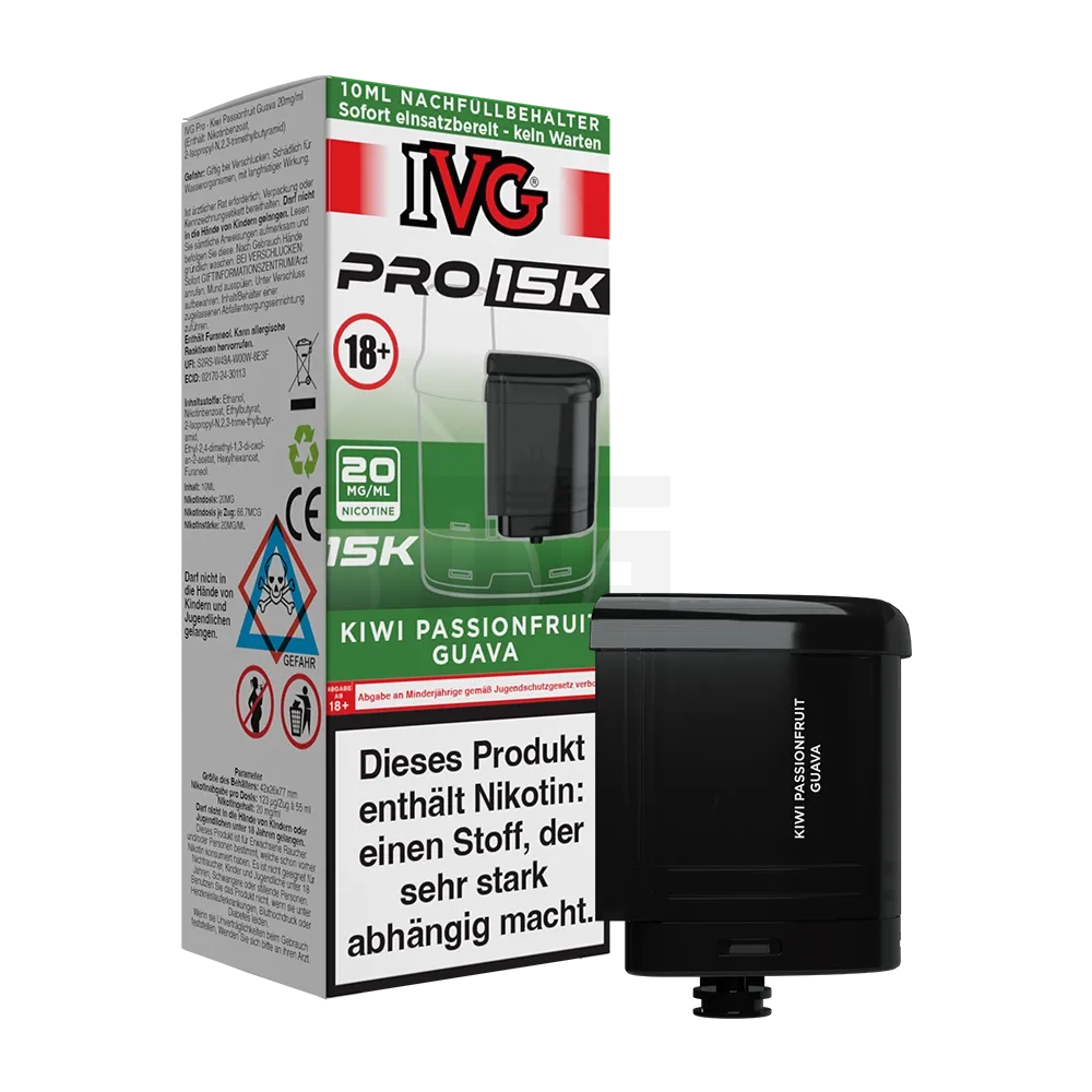 IVG - Pro 15K - 10ml Pod Nachfüllbehälter - Kiwi Passionfruit Guava - 20mg