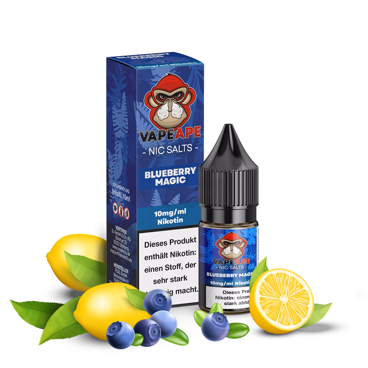 VapeApe - Nikotinsalz-Liquid - 10ml - Blueberry Magic | Nikotinsalz-Stärke : 10mg VapeApe - Nikotinsalz-Liquid - 10ml - Blueberry Magic | Nikotinsalz-Stärke : 10mg