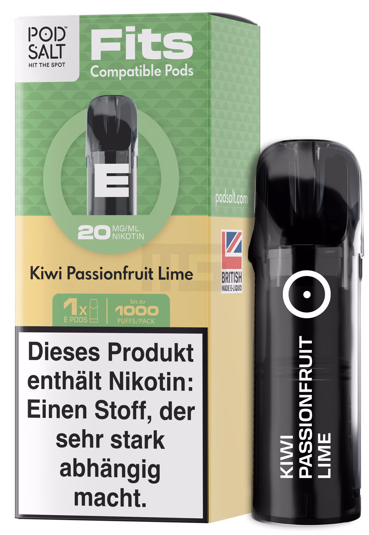 Pod Salt - Fits - Prefilled Pod - Kiwi Passionfruit Lime - 20mg - 2ml - 3er Pack Pod Salt - Fits - Prefilled Pod - Kiwi Passionfruit Lime - 20mg - 2ml - 3er Pack