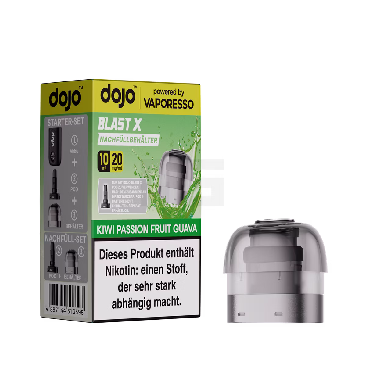 Vaporesso - Dojo Blast X - 10ml Pod Nachfüllbehälter - Kiwi Passion Fruit Guava - 20mg Vaporesso - Dojo Blast X - 10ml Pod Nachfüllbehälter - Kiwi Passion Fruit Guava - 20mg