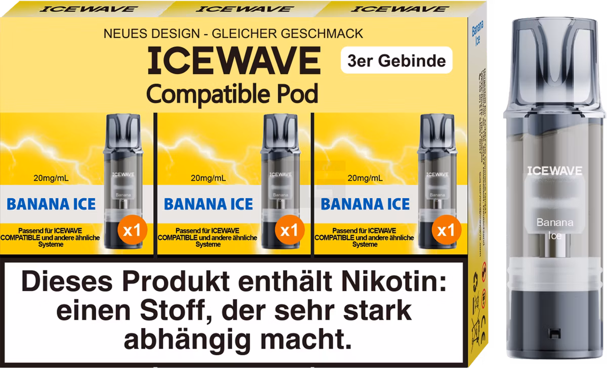 ICEWAVE - Prefilled Pod - 2ml - 3er Pack - Banana Ice