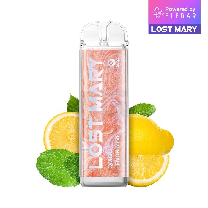 Lost Mary - QM600 - Einweg E-Zigarette - Lemon Mint | Nikotinsalz-Stärke : 20mg | Paketgröße : 1er Packung
