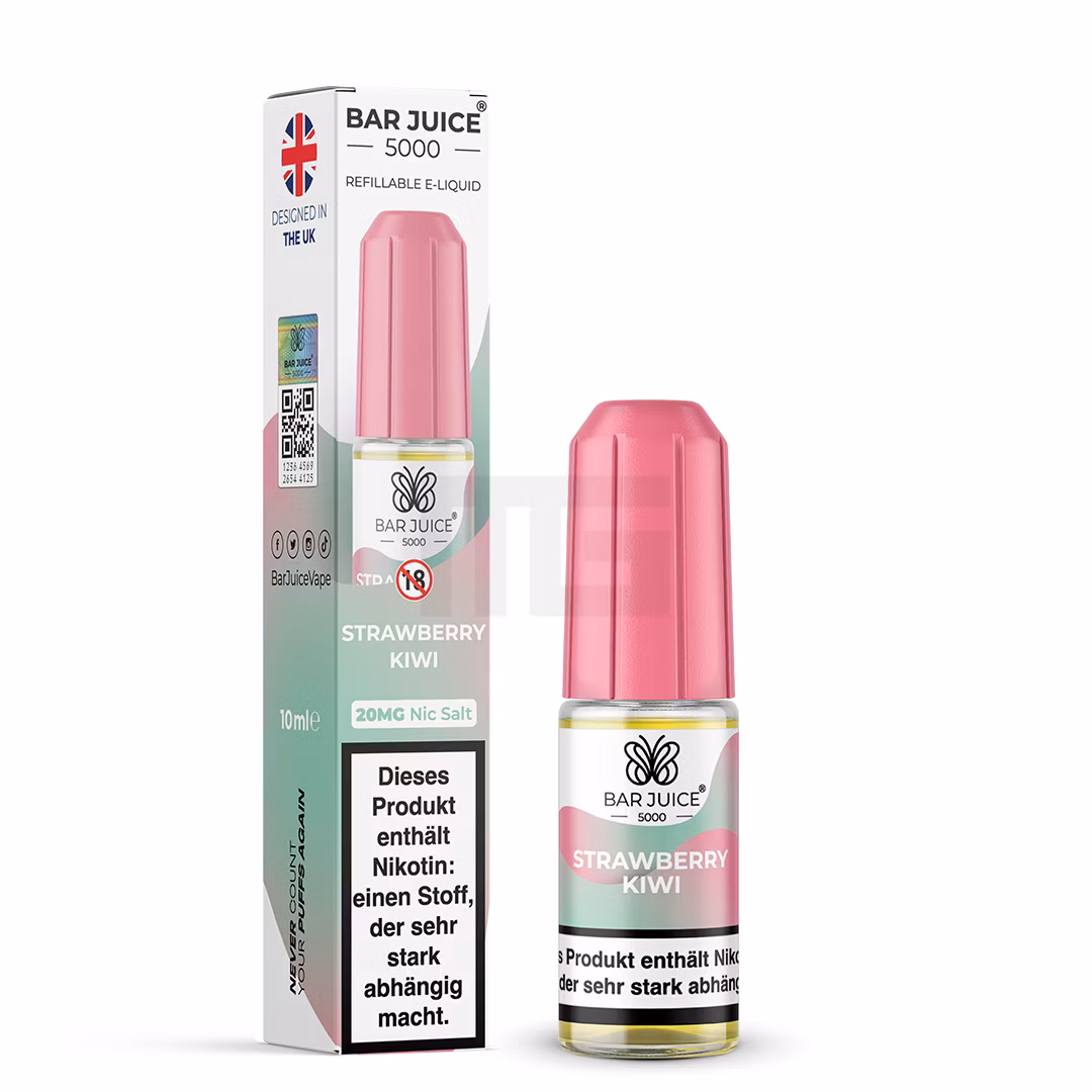 Bar Juice - 5000 - Strawberry Kiwi | Inhalt : 10ml | Nikotinsalz-Stärke : 20mg | Paketgröße : 1er Packung