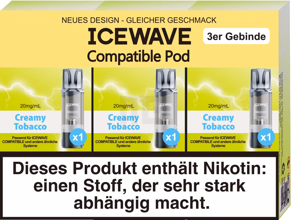 ICEWAVE - Prefilled Pod - 2ml - 3er Pack - Creamy Tobacco
