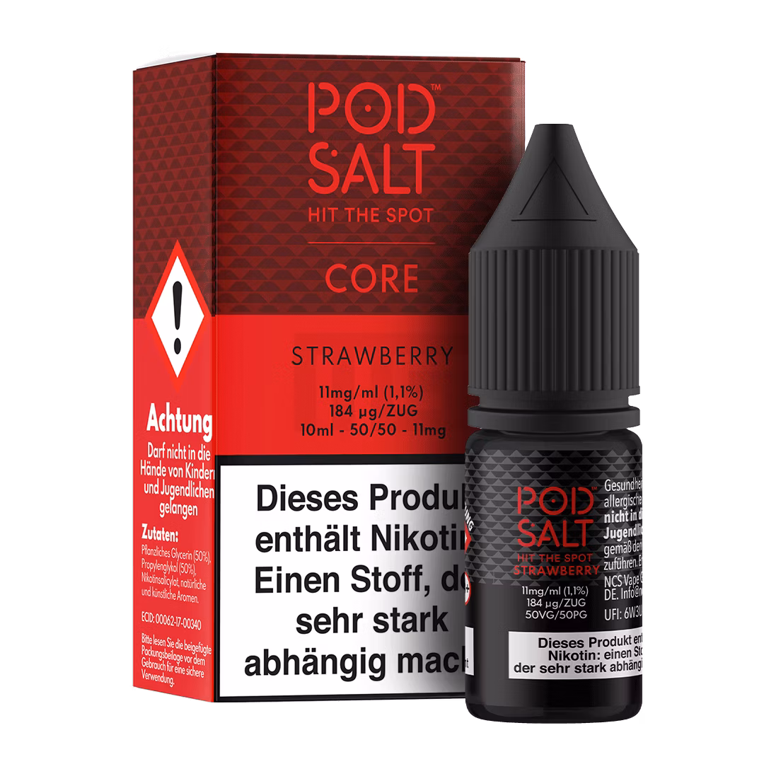 Strawberry_BoxBottle_11mg Pod Salt - Core - Strawberry - Nikotinsalz-Liquid - 10ml - 11mg