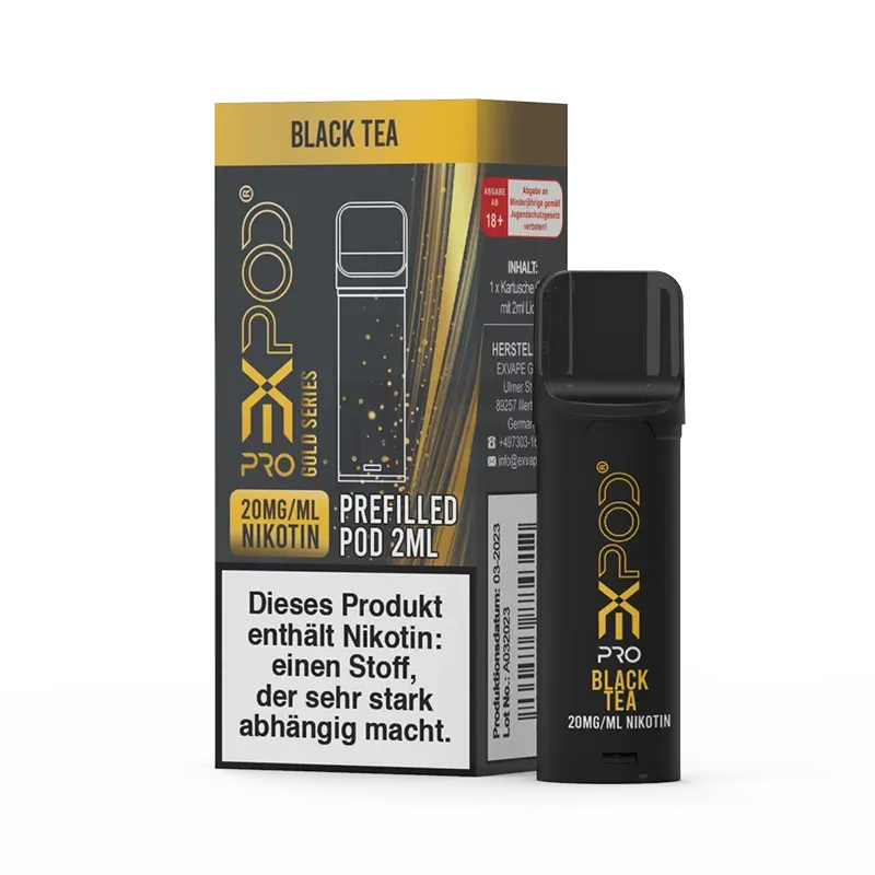Expod - Pro - Gold Series - Prefilled Pod - Black Tea | Nikotinsalz-Stärke : 20mg | Paketgröße : 1er Packung Expod - Pro - Gold Series - Prefilled Pod - Black Tea | Nikotinsalz-Stärke : 20mg | Paketgröße : 1er Packung