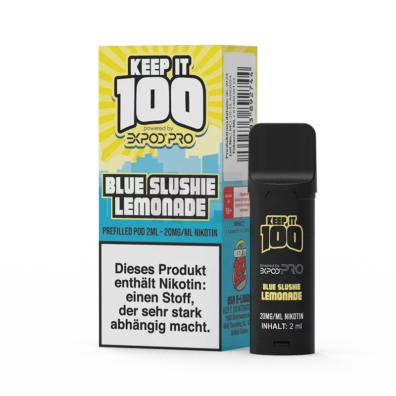 Keep It 100 - Prefilled Pod - Blue Slushie Lemonade | Nikotinsalz-Stärke : 20mg | Paketgröße : 1er Packung Keep It 100 - Prefilled Pod - Blue Slushie Lemonade | Nikotinsalz-Stärke : 20mg | Paketgröße : 1er Packung