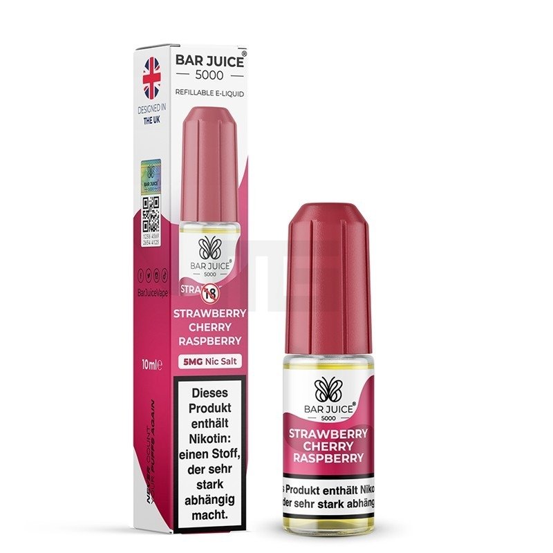 Bar Juice 5000 - Nikotinsalz - 10ml - 5mg - Strawberry Cherry Raspberry