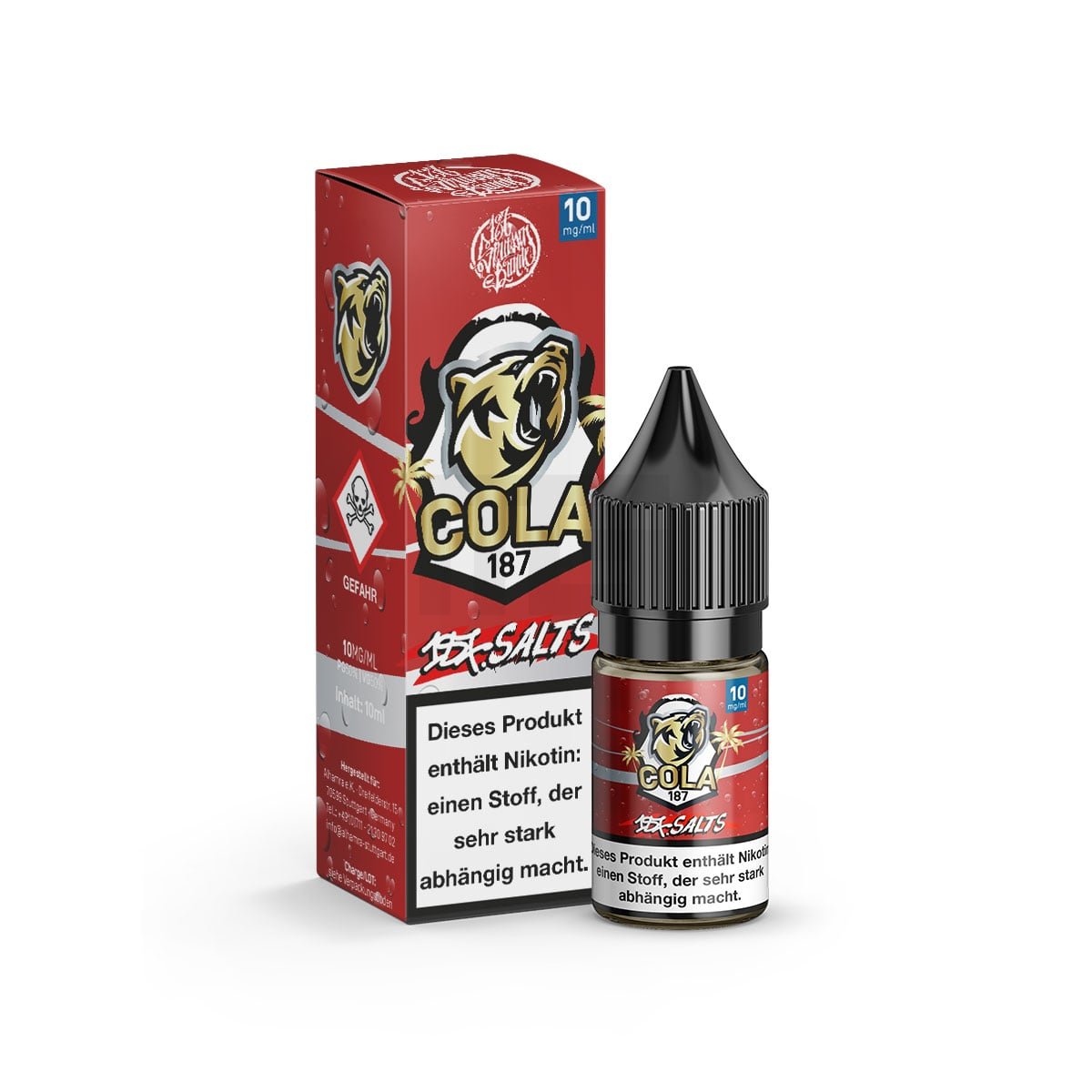 187 Straßenbande - Nikotinsalz-Liquids - 10ml - Cola 187 | Nikotinsalz-Stärke : 10mg | Paketgröße : 1er Packung