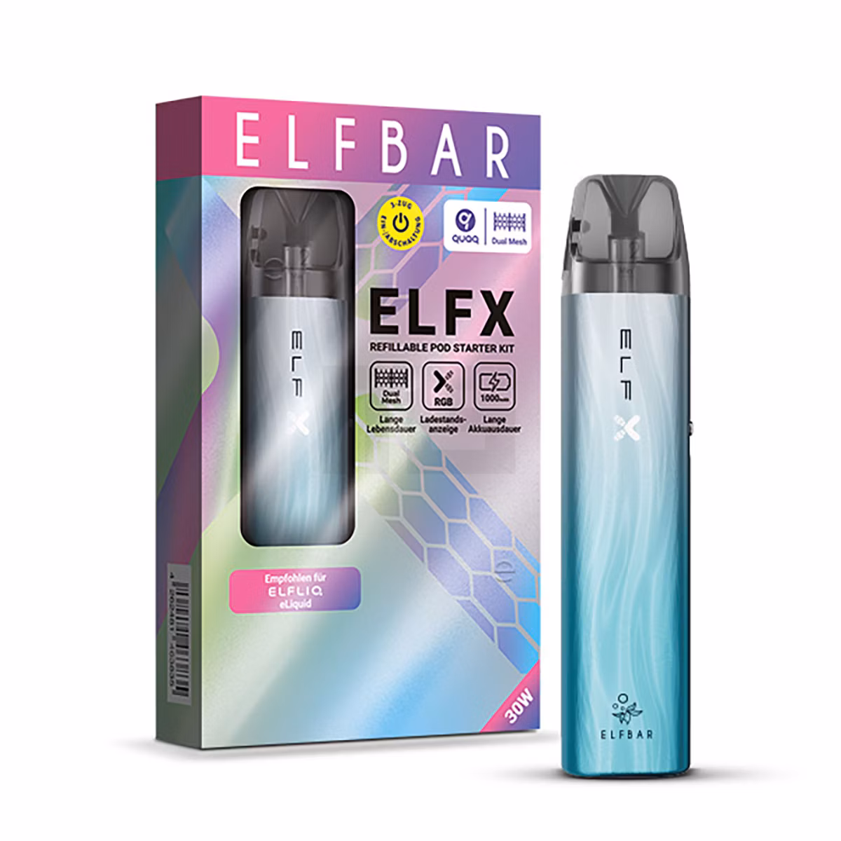 Elfbar - ELFX - Pod Kit - Silver Blue Elfbar - ELFX - Pod Kit - Silver Blue