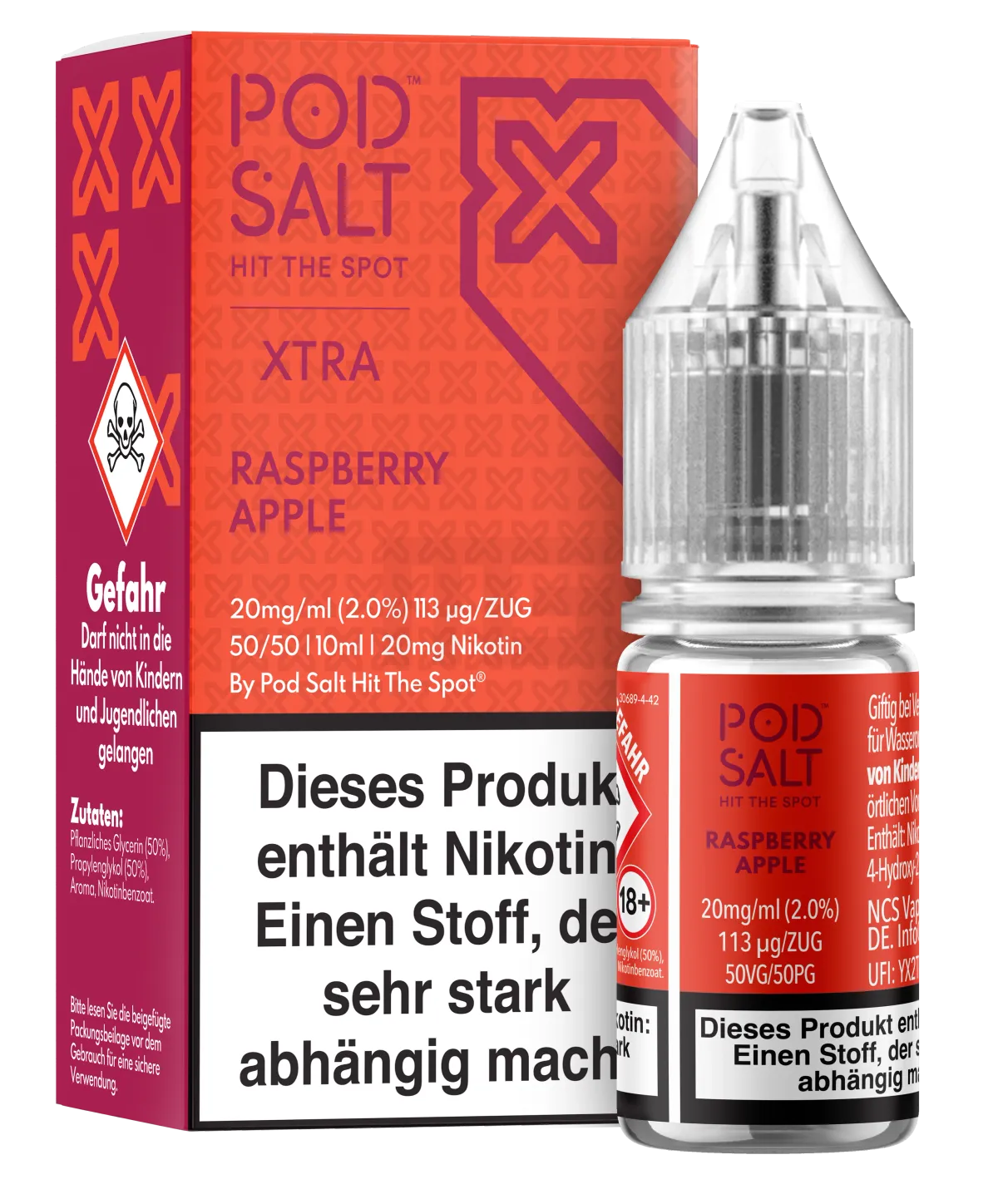 Pod Salt - Xtra - Raspberry Apple - Nikotinsalz-Liquid - 10ml - 20mg Pod Salt - Xtra - Raspberry Apple - Nikotinsalz-Liquid - 10ml - 20mg