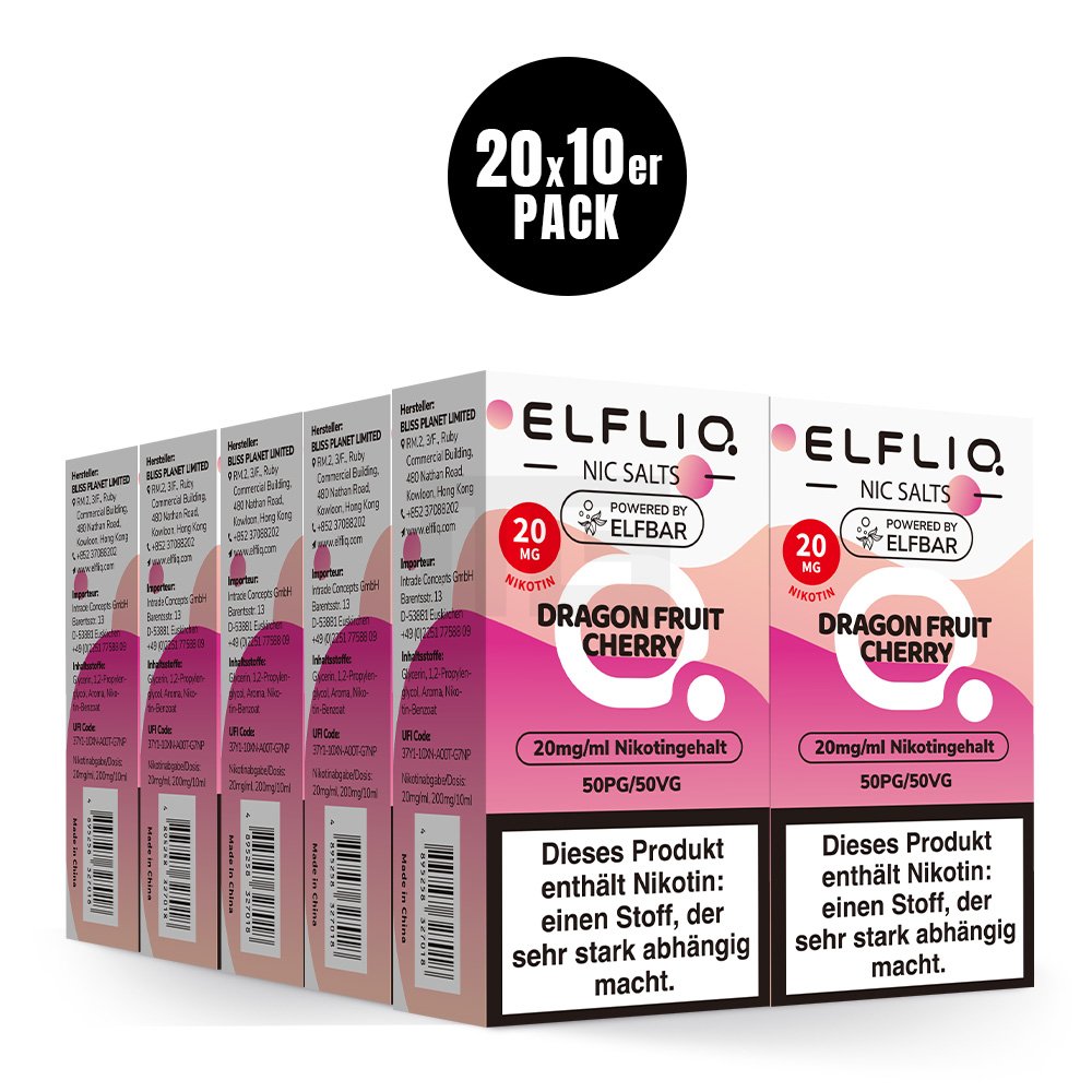 Elfbar - ElfLiq - 10ml - Dragon Fruit Cherry | Nikotinsalz-Stärke : 20mg