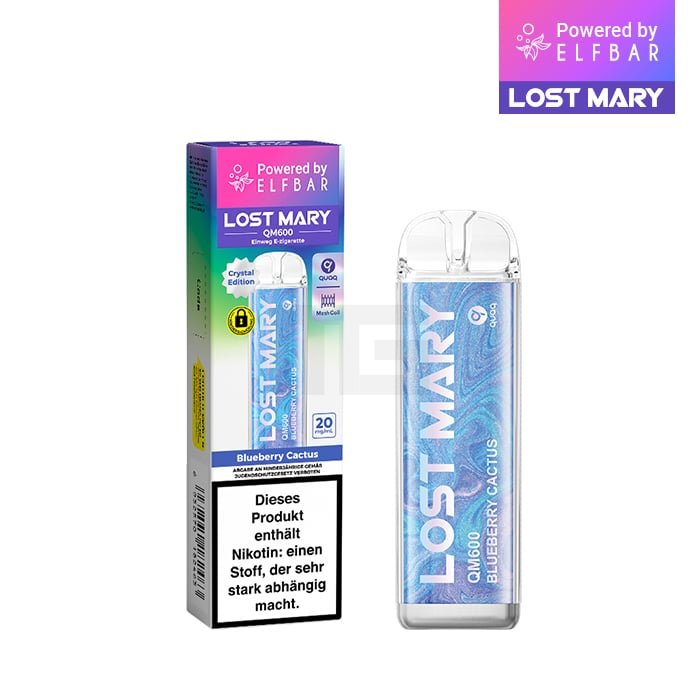 Lost Mary - QM600 - Einweg E-Zigarette - Blueberry Cactus | Nikotinsalz-Stärke : 20mg | Paketgröße : 1er Packung Lost Mary - QM600 - Einweg E-Zigarette - Blueberry Cactus | Nikotinsalz-Stärke : 20mg | Paketgröße : 1er Packung