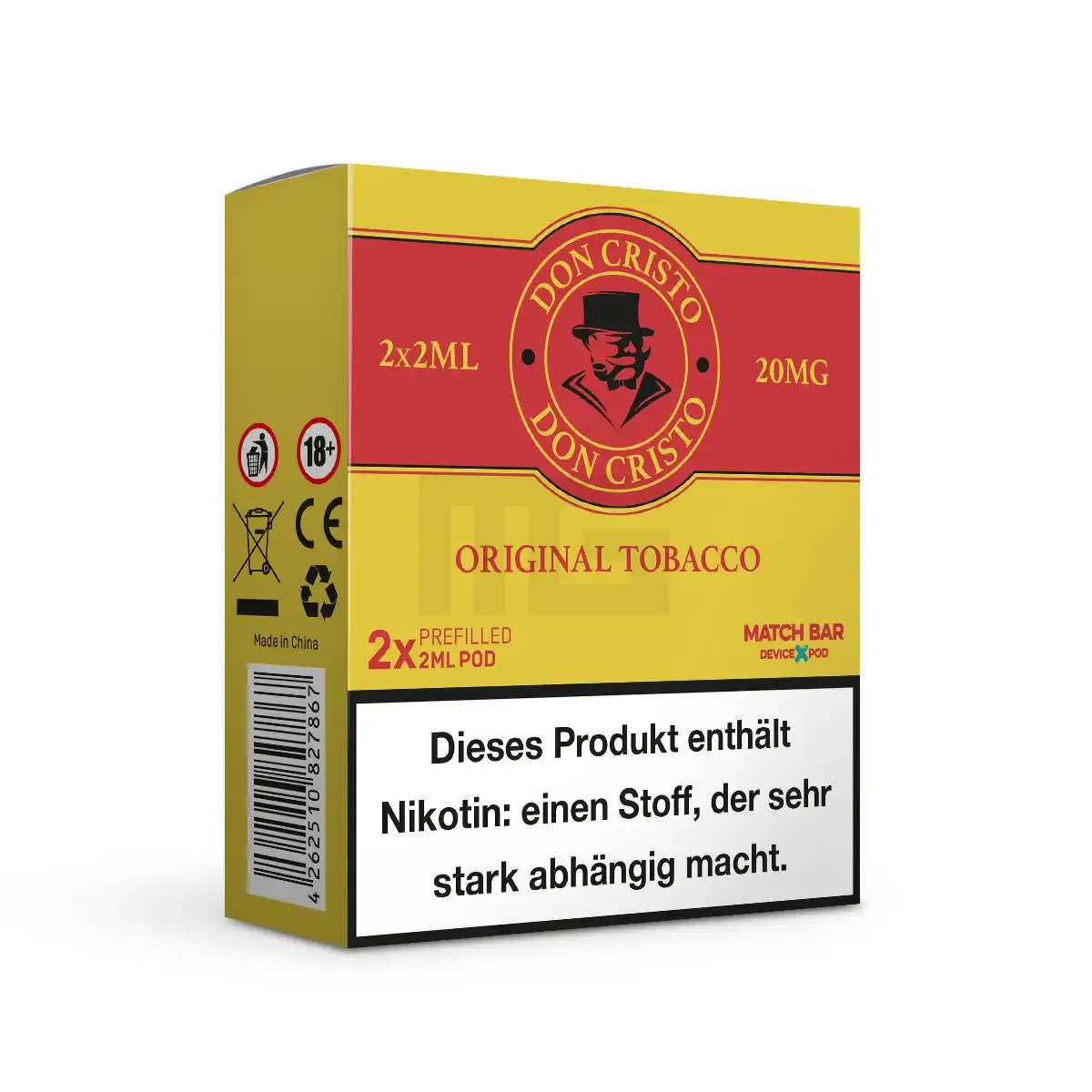 Don Cristo - Prefilled Pods - Original Tobacco | Nikotinsalz-Stärke : 20mg | Paketgröße : 1er Packung