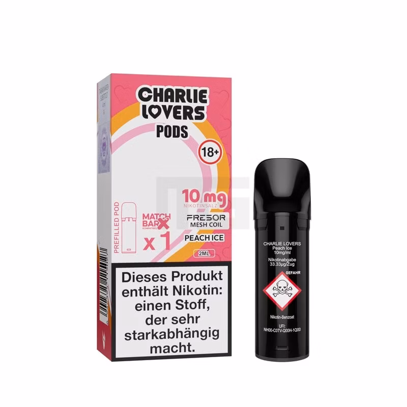 charlie-lovers-prefilled-pods-peach-ice-2ml-2er-10 Charlie Lovers - Prefilled Pods - Peach Ice - 2ml - 10mg - 1er Pack