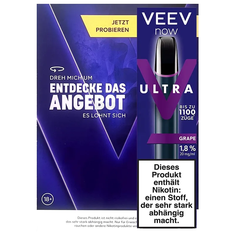 VEEV - NOW ULTRA - Einweg E-Zigarette - 20mg + Flyer - Aktion