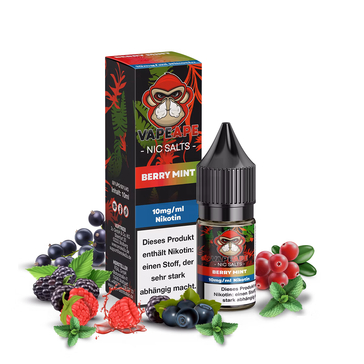 VapeApe - Nikotinsalz-Liquid - 10ml - Berry Mint | Nikotinsalz-Stärke : 10mg VapeApe - Nikotinsalz-Liquid - 10ml - Berry Mint | Nikotinsalz-Stärke : 10mg