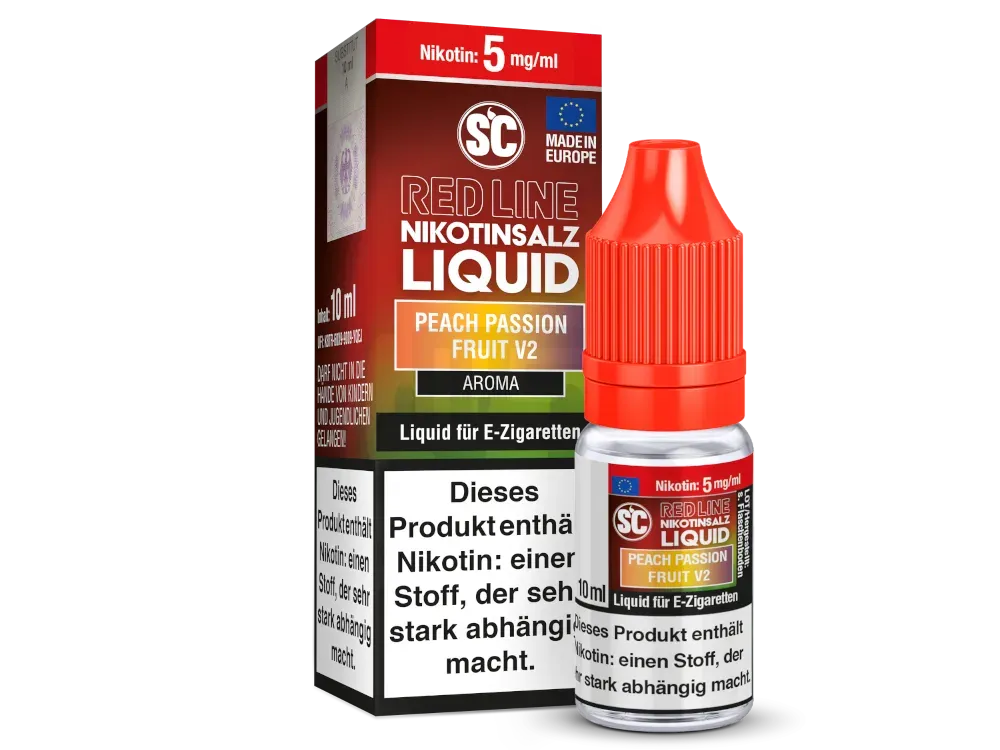 SC Red Line - Nikotinsalzliquid - 10ml - Peach Passion Fruit V2 | Nikotinsalz-Stärke : 5mg
