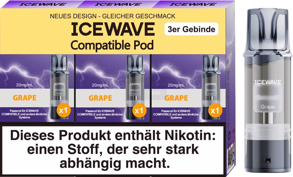ICEWAVE - Prefilled Pod - 2ml - 3er Pack - Grape
