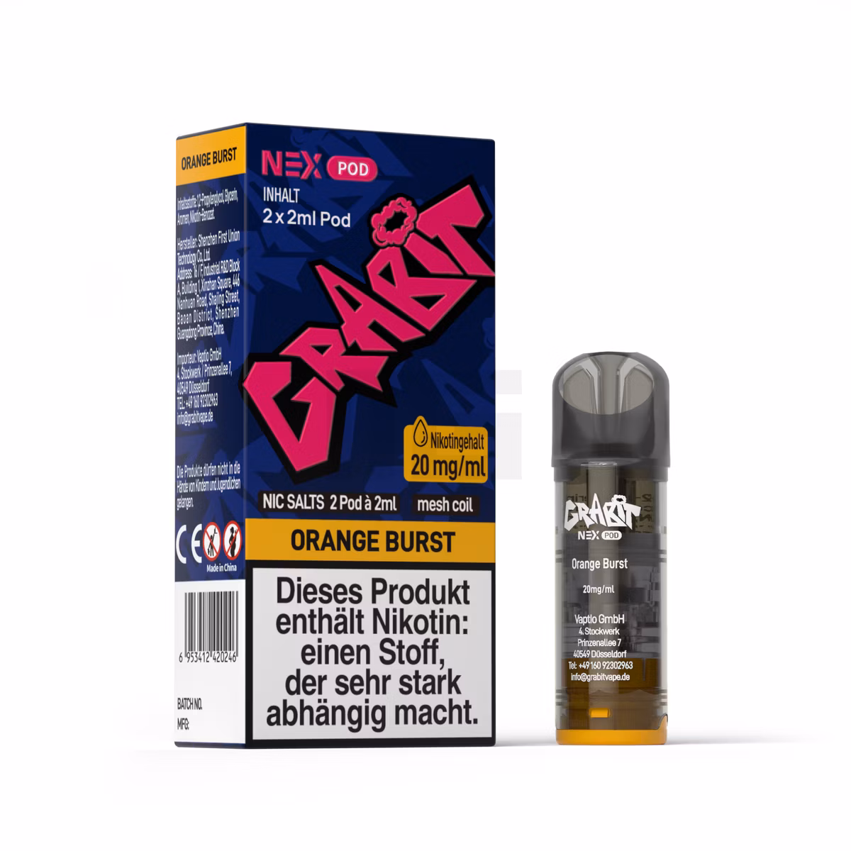 GRABIT - Nex - Prefilled Pod - 2ml - 2er Pack - Orange Burst