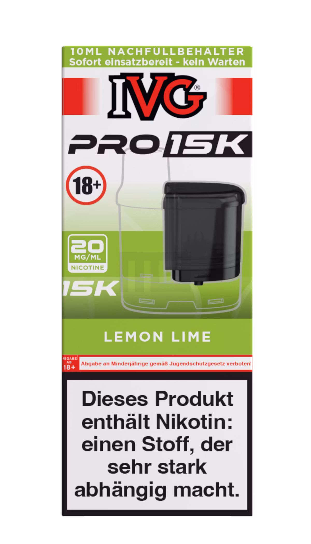 IVG - Pro 15K - 10ml Pod Nachfüllbehälter - Lemon Lime - 20mg