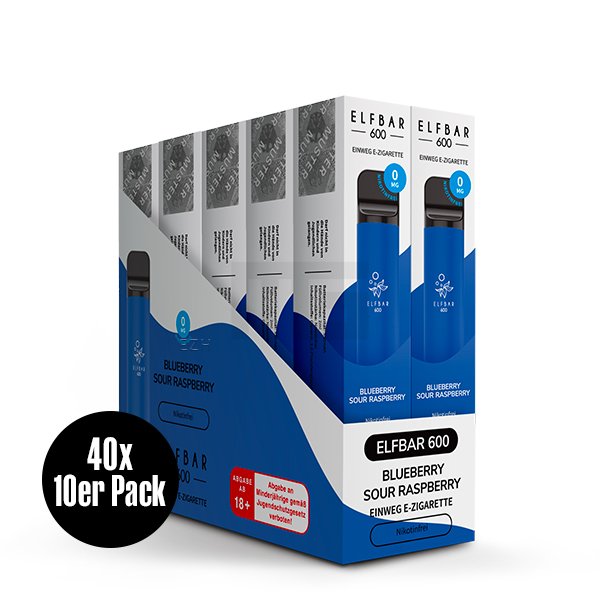 Nikotinfrei - Elfbar - 600 Einweg E-Zigarette - Blueberry Sour Raspberry - 0mg