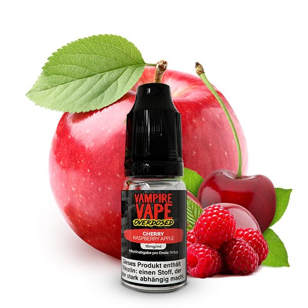 Vampire Vape - Overdosed - Nikotinsalz-Liquid - 10ml - Cherry Raspberry Apple | Nikotinsalz-Stärke : 10mg Vampire Vape - Overdosed - Nikotinsalz-Liquid - 10ml - Cherry Raspberry Apple | Nikotinsalz-Stärke : 10mg