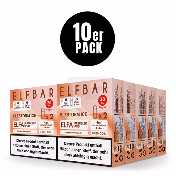 Elfbar - ELFA - Prefilled Pod - (VE= 10 Stück) Displaykarton - Elfstorm | Nikotinsalz-Stärke : 20mg
