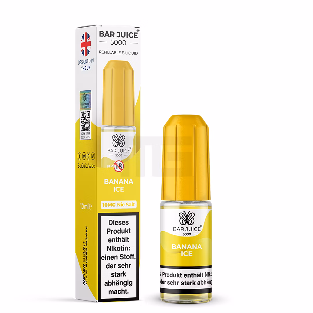 Bar Juice - 5000 - Banana Ice | Inhalt : 10ml | Nikotinsalz-Stärke : 10mg | Paketgröße : 1er Packung