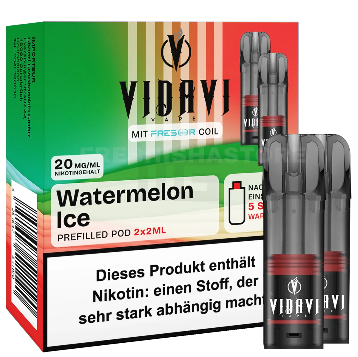 VIDAVI - Prefilled Pod - 2ml - 2er Pack - Watermelon Ice VIDAVI - Prefilled Pod - 2ml - 2er Pack - Watermelon Ice