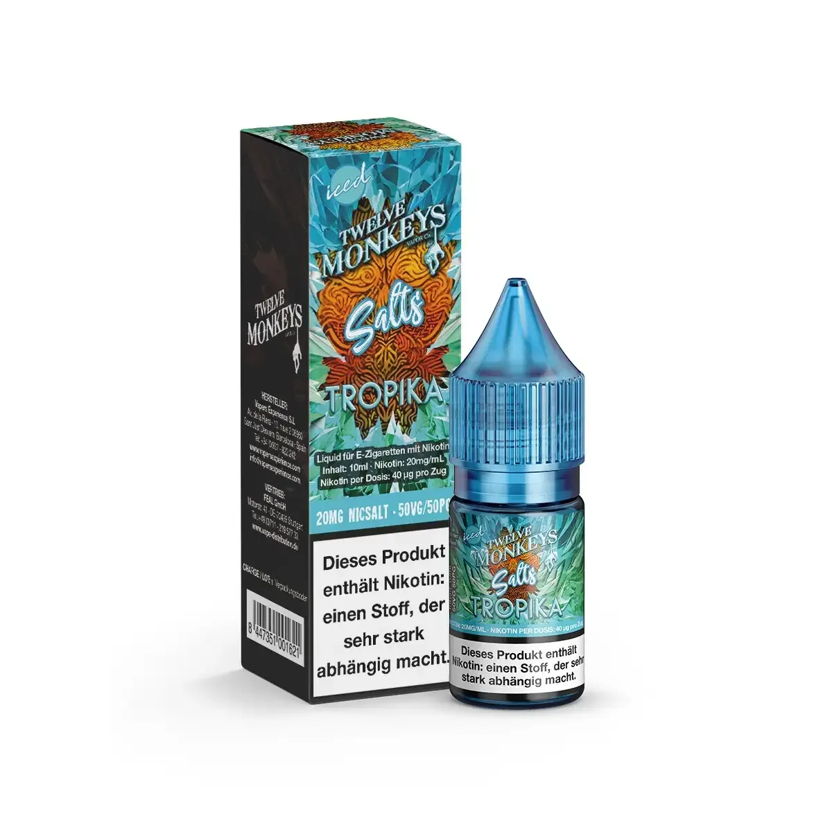 Twelve Monkeys Nikotinsalz-Liquid Iced Tropika 10ml 20mg