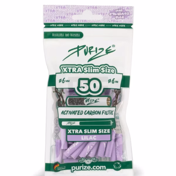 PURIZE - Aktivkohlefilter - XTRA Slime Size - Lilac - 6mm - 50 Stück