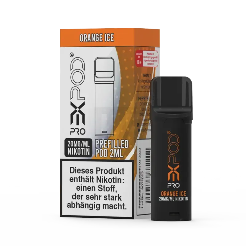 Expod - Pro - Prefilled Pod - Orange Ice | Nikotinsalz-Stärke : 20mg | Paketgröße : 1er Packung Expod - Pro - Prefilled Pod - Orange Ice | Nikotinsalz-Stärke : 20mg | Paketgröße : 1er Packung