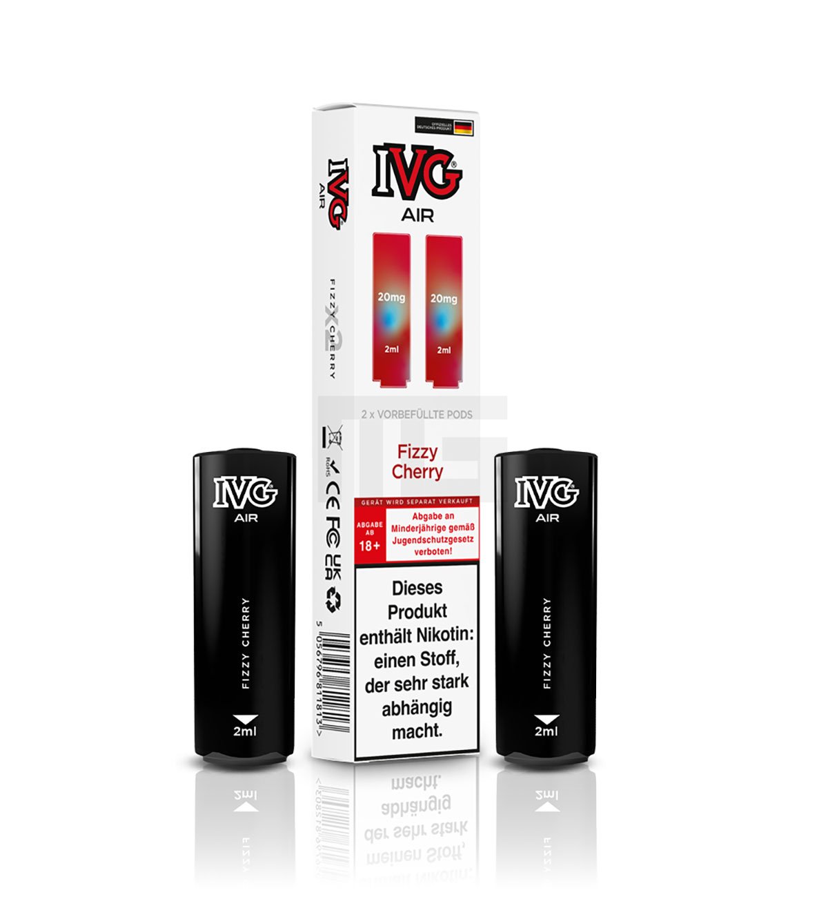 IVG - AIR - Prefilled Pod - 2ml - Fizzy Cherry | Nikotinsalz-Stärke : 20mg | Paketgröße : 1er Packung IVG - AIR - Prefilled Pod - 2ml - Fizzy Cherry | Nikotinsalz-Stärke : 20mg | Paketgröße : 1er Packung